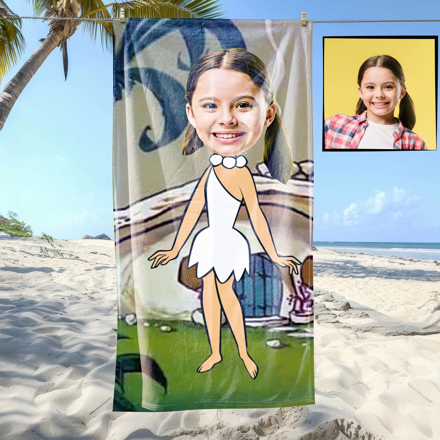 Kişiye Özel Karikatür Fotoğraflı Çizgi Film Temalı Plaj ve Banyo Havlusu 115784
