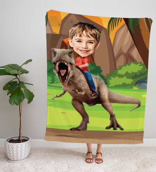 eJOYA Kişiye Fotoğraflı Dinozor Temalı Tasarım TV Battaniyesi 115943