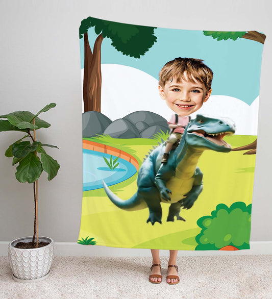 eJOYA Kişiye Fotoğraflı Dinozor Temalı Tasarım TV Battaniyesi 115945