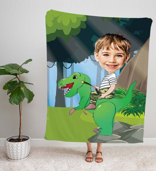 eJOYA Kişiye Fotoğraflı Dinozor Temalı Tasarım TV Battaniyesi 115947