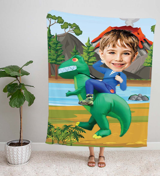 eJOYA Kişiye Fotoğraflı Dinozor Temalı Tasarım TV Battaniyesi 115951